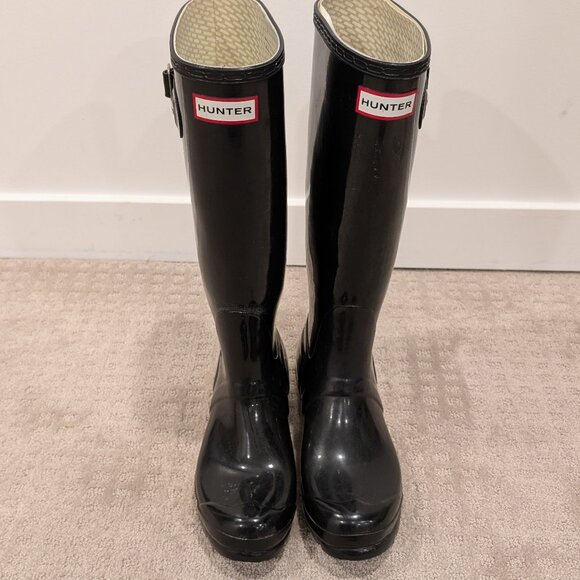 Hunter Original Tall Gloss Rain Boots - Women's sz 7 - Picture 1 of 9